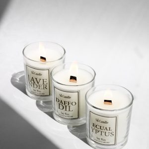 شمع گیاهی با موم سویا شمع با فیتیله چوبی