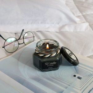 شمع مشکی قهوه با فیتیله چوبی