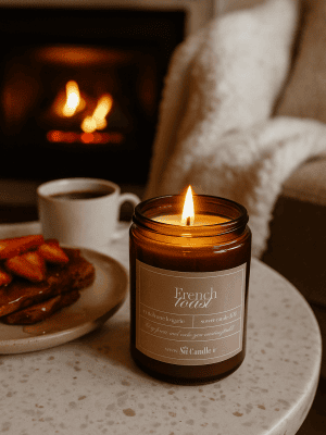 شمع معطر شیشه قهوهای بزرگ (رایحه ترکیبی)