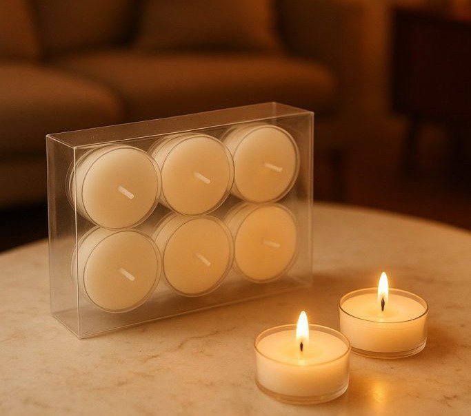 جعبه ۶ عددی وارمر شفاف تشتک ای وارمر شفاف و شیشه ای است ساخته شده از موم گیاهی سویا دارای جعبهء زیبا مناسب هدیه زمان سوخت ۷-۶ ساعت (این وارمرهای شفاف بزرگتر از وارمرهای معمولی هستند.) این بسته هم بدون رایجه و هم معطر میتوانید سفارش دهید. شمع وارمر گیاهی