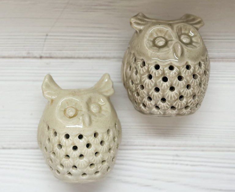 اسانسوز سرامیکی مدل جغد سایز متوسط مناسب برای اسانس مایع درصورت استفاده از اسانس جامد سو با این اسانسوز، تیاز است تکه های اسانس کوچیک شود. در دو رنگ: کرم و طوسی رنگ اینکار بصورت پتینه میباشد. اسانس سوز طرح جغد