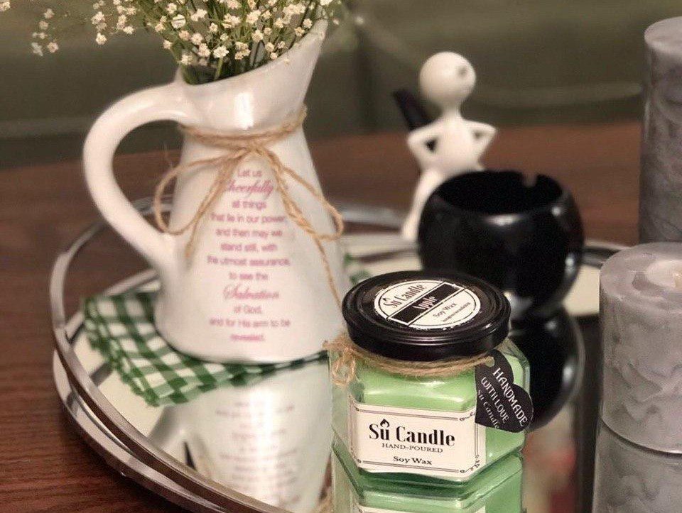 شمع سبز با رایحه سیب