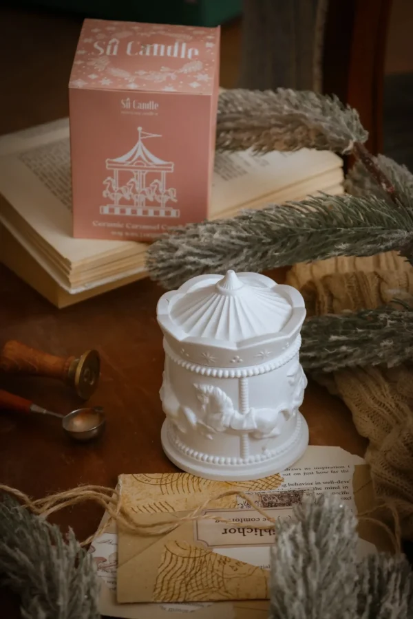 شمع سرامیکی کاروسل | شمع کریسمسی معطر با رایحه Fresh & Spicy