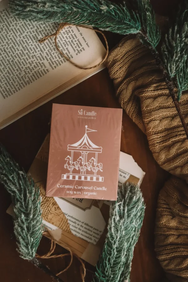 شمع سرامیکی کاروسل | شمع کریسمسی معطر با رایحه Fresh & Spicy