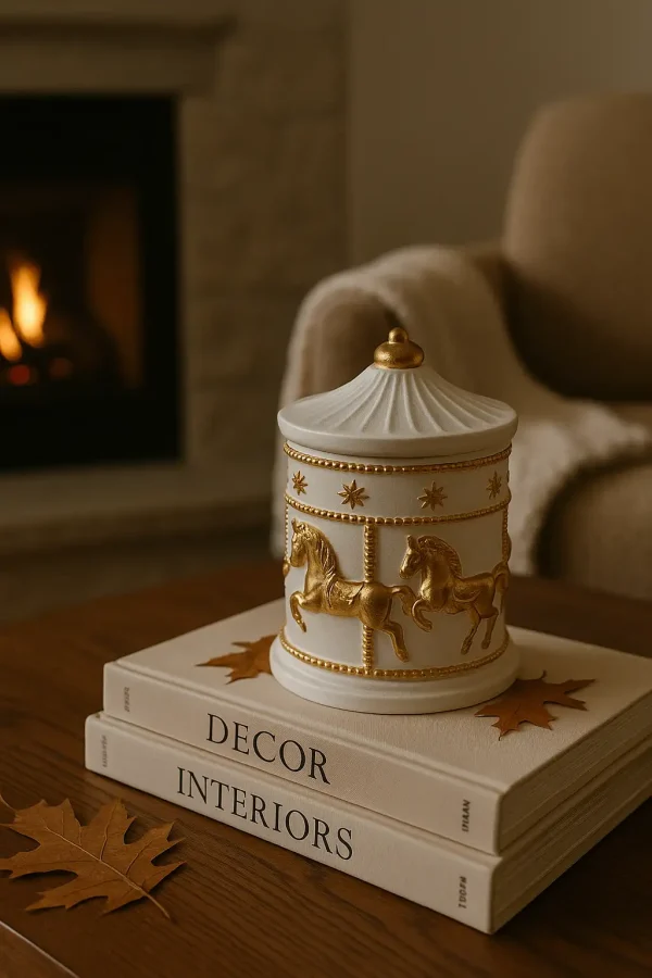 شمع سرامیکی کاروسل | شمع کریسمسی معطر با رایحه Fresh & Spicy