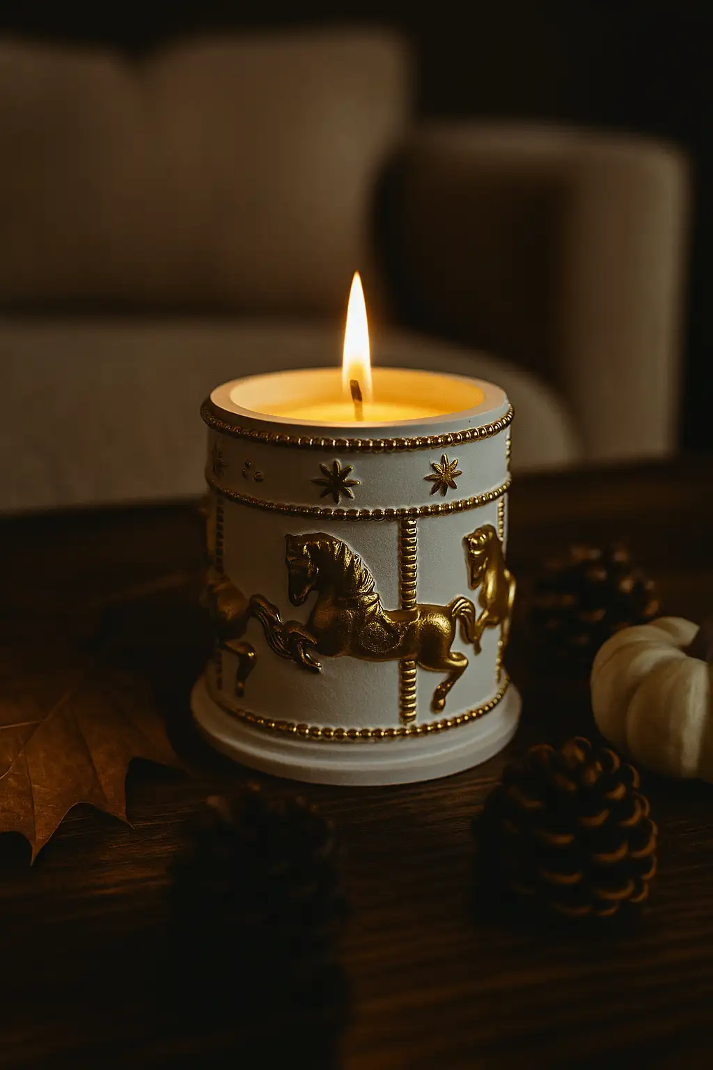 🕯 شمع سرامیکی کاروسل | ترکیب هنر، نوستالژی و رایحهای زمستونی شمع سرامیکی کاروسل ساخته شده از موم ۱۰۰٪ گیاهی سویا معطر با رایحه زمستونی Fresh & Spicy ساخته شده با اسانسهای طبیعی: یاس، وانیل و لوندر. در سه رنگ خاص : سفید یکدست، سفید/صورتی و سفید/طلایی با بستهبندی جعبهای مناسب هدیه. انتخابی لوکس برای شبهای زمستونی و هدیههای کریسمسی اندازه: قُطر ۹، ارتفاع ۱۲ سانت شمع سرامیکی کاروسل | شمع کریسمسی معطر با رایحه Fresh & Spicy