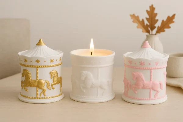 شمع سرامیکی کاروسل | شمع کریسمسی معطر با رایحه Fresh & Spicy