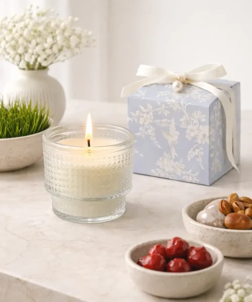 شمع چهارخونه نوروزی ۱۴۰۵ | مناسب سفره هفت‌سین با موم سویا و رایحه گل‌ها